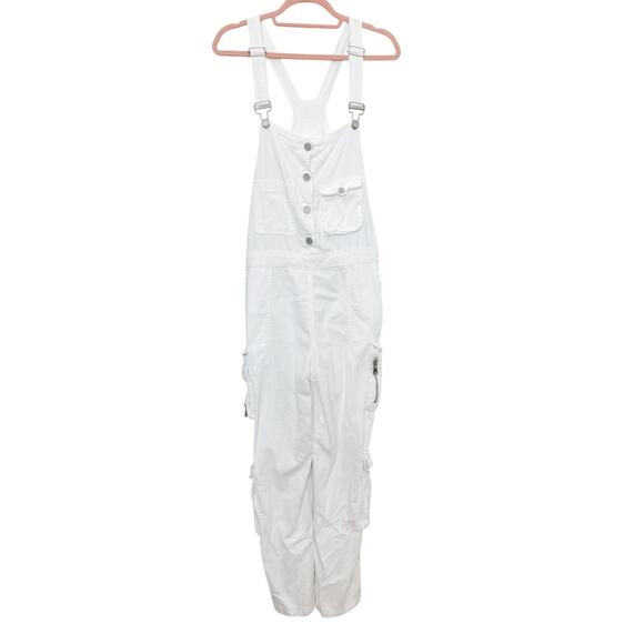 BlankNYC Overalls Womens Size Large White Cargo Y2K Style Baggy Utility Street - Picture 3 of 8